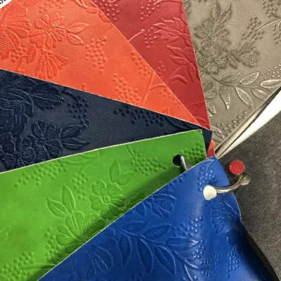 Embossed Flower Pattern PU Synthetic Leather for Cover/ Trademark